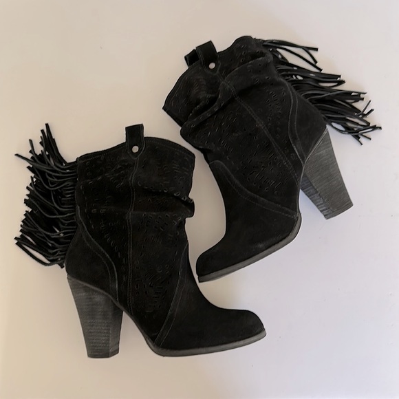 Naughty Monkey Women’s Black Suede Fringe Boot - Picture 5 of 9